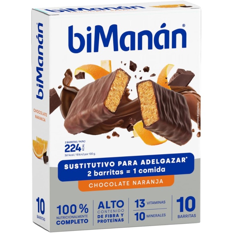 Bimanan Beslim 30 Barritas 31 g Sabor Chocolate Negro Y Naranja