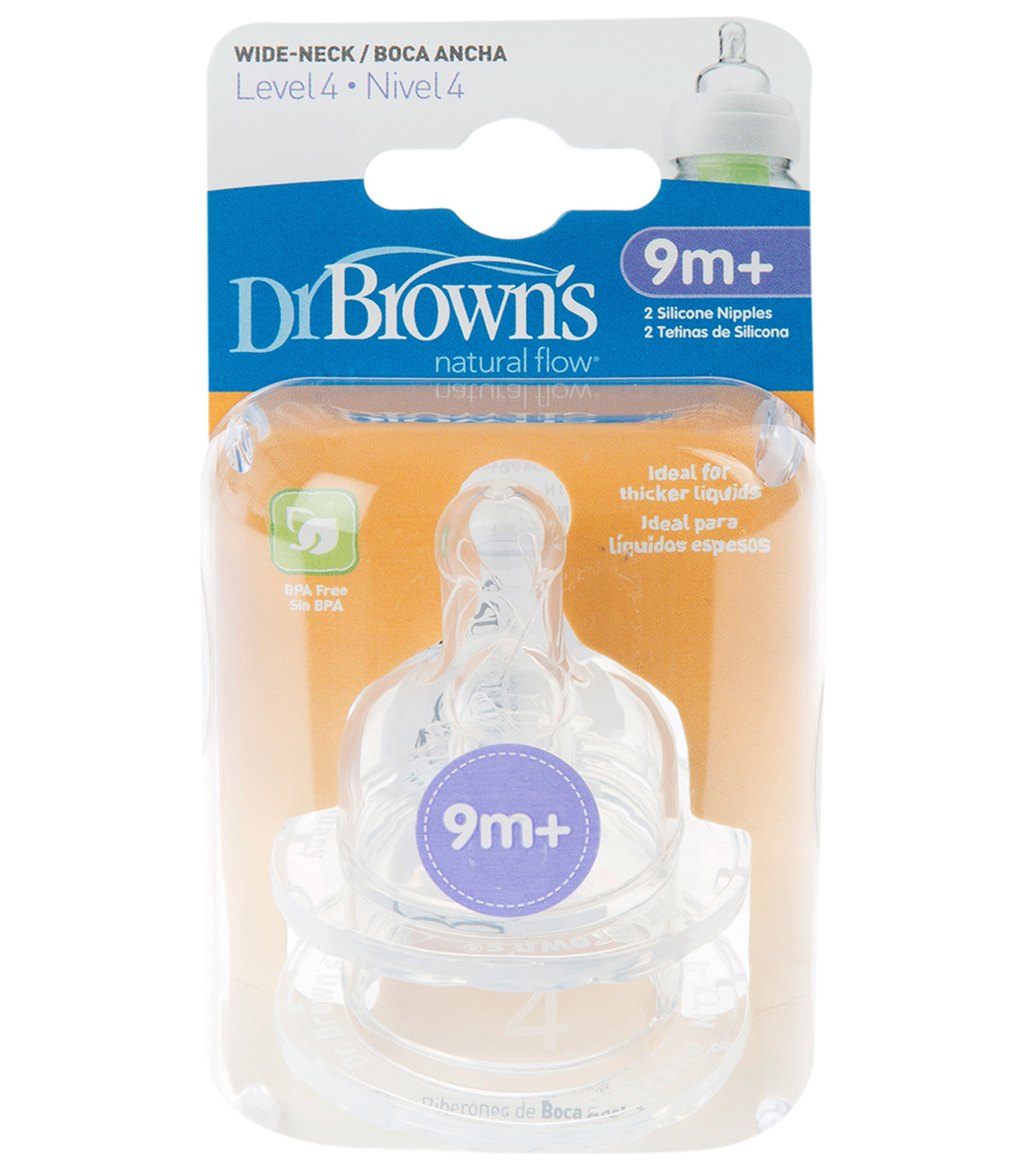 Tetina Silicona Boca Ancha Options+ Nivel 4 Dr Brown´s Natural Flow 2 Unidades