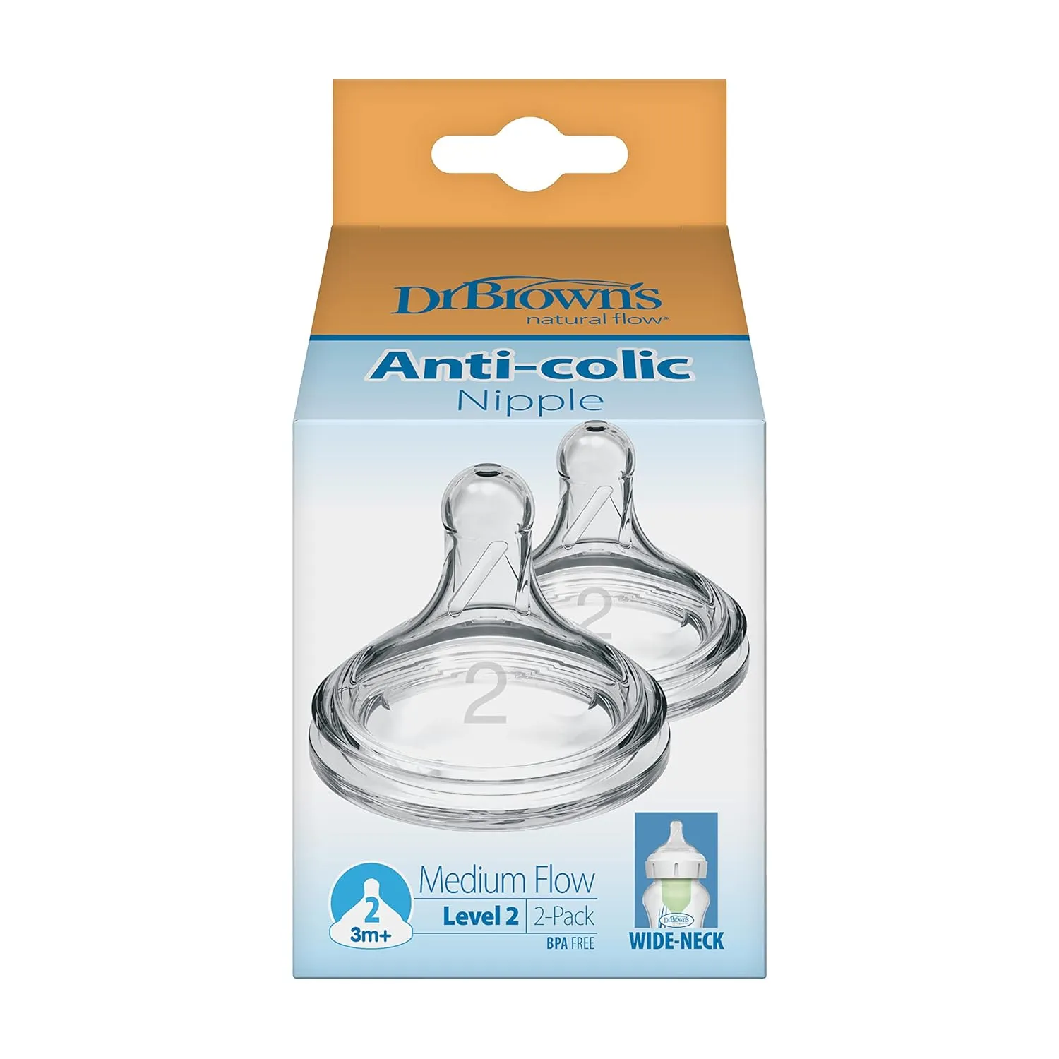 Tetina Silicona Dr Brown´s Natural Flow Estandar Comilones 2 Unidades N4