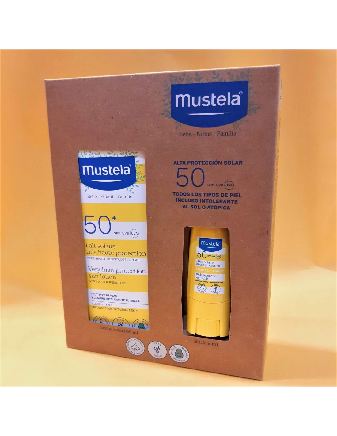 Mustela Pack Leche Solar Spf 50+ 100 ml + Stick Solar Spf 50+ 9 ml