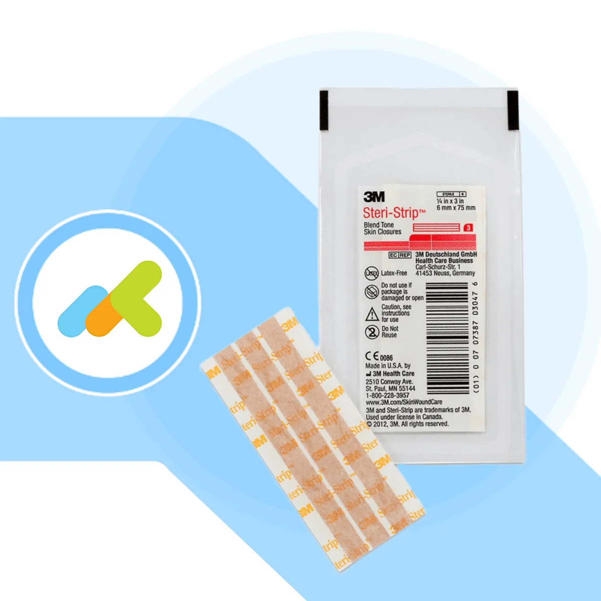 Steri Strip Sutura Cutanea Esteril 3 Unidades 6 X 75 mm Y 5 Unidades 3 X 75 mm