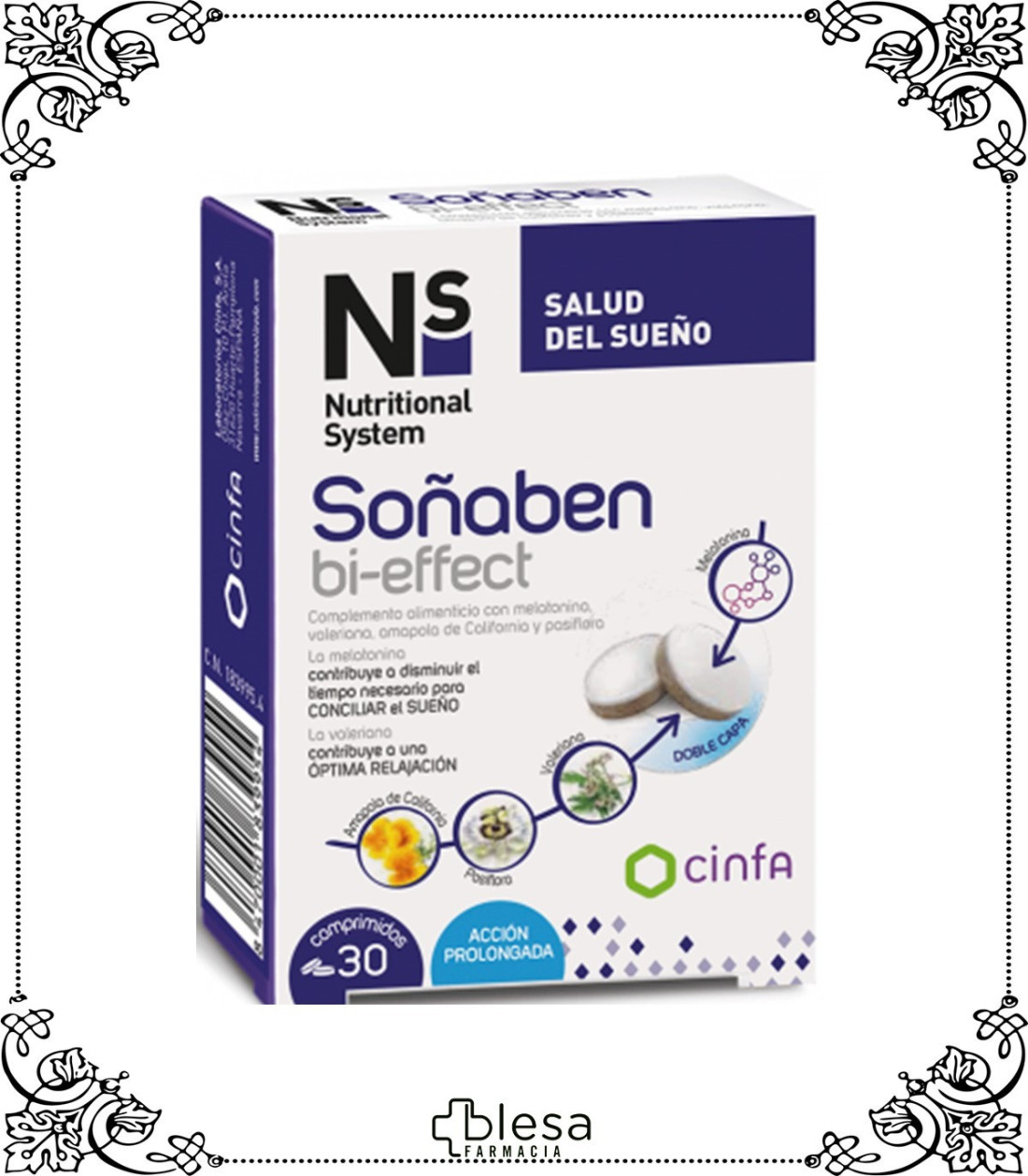 Ns Soñaben Bi-Effect 1,85 mg Melatonina 30 Comprimidos