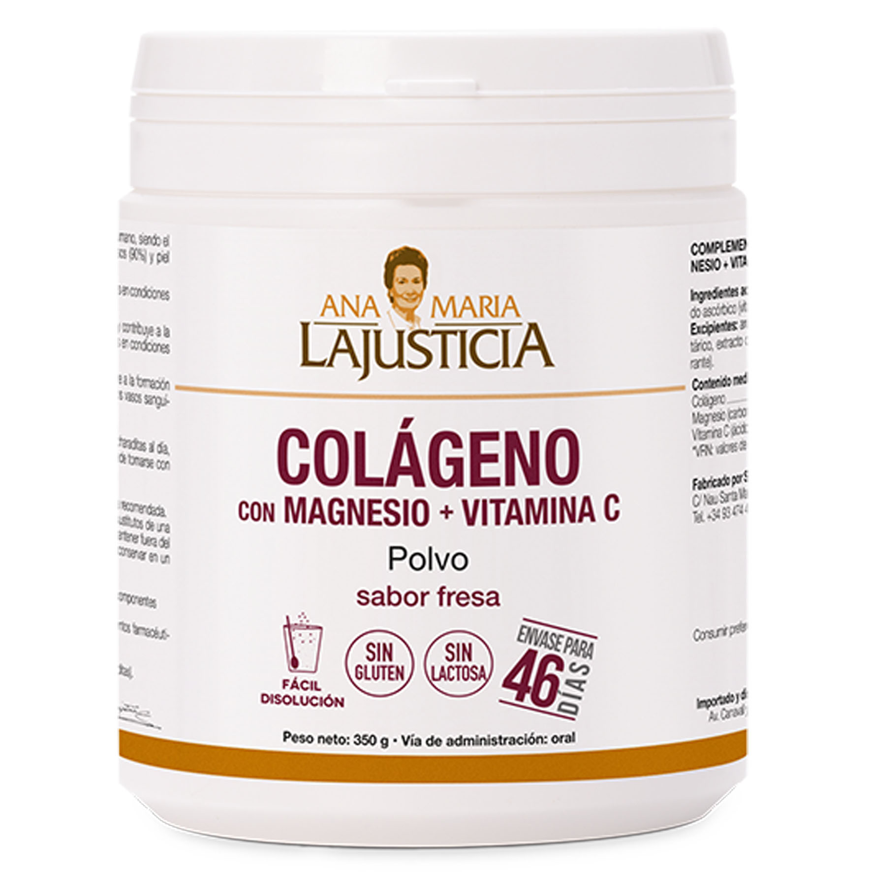Colageno Con Magnesio Y Vitamina C Ana Maria Lajusticia 1 Envase 350 g Doypack Sabor Fresa