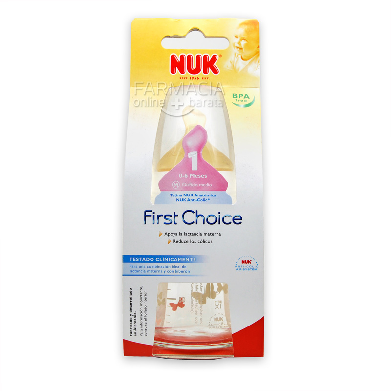 Nuk Biberón Cristal Boca Ancha Talla 1 0-6 meses Orificio M 120 Ml
