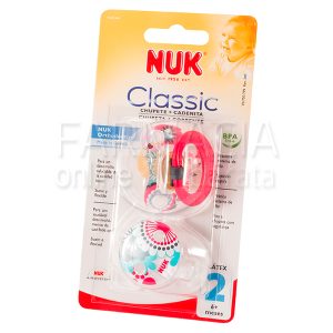 Nuk Pack Classic Chupete Látex Talla 2 6-18 meses + Cadenita