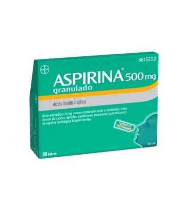Aspirina 500 Mg 20 Sobres Granulado