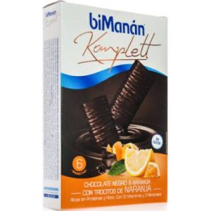 Bimanan Komplett Chocolate Negro con Trocitos de Naranja 6 Barritas