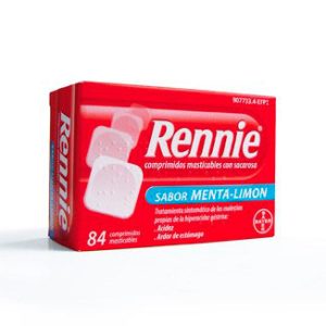Rennie Sacarosa Sabor Menta-Limón 84 Comprimidos Masticables