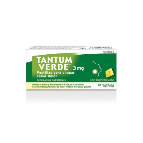 Tantum Verde 3 Mg Sabor Limón 20 Pastillas para Chupar